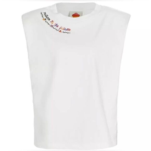 FARM RIO NWT nature is the future embroidered organic cotton top White Size S - Picture 6 of 13